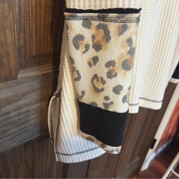 We The Free Cream and Black Leopard Print Sweatshirt - Picture 5 of 12